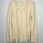 prAna  cream knit XL fringe boho sweater Photo 0