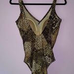 Vintage Size L Leopard Print One Piece Swimsuit Bikini Brown Size M Photo 4