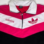 Adidas Vintage  Short Sleeve Pink Quarter Zip Shirt M Photo 2