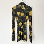 Richard Quinn Dress Floral Rose Ruched Sheer Mesh Shirtdress Black Size 6 Photo 5