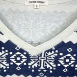 Cotton Citizen Nordic Print V Neck Fringe Detail Pullover Navy Blue Photo 2