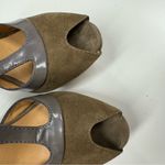 L.A.M.B. Olive Green & Grey Leather Contrast Stiletto Heels Womens 6 Y2K Suede Photo 5