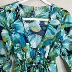 womens beach coverup Swim Tropical Resort Vacation 100 Cotton Boho M Floral Blue Size M Photo 5