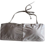 PQ Swim Bikini Top Womens Small Grey Cream Two Tone Bandeau Bikini Halter Tie Gray Photo 0