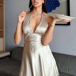 ZARA  dress mini satin halter champagne bodycon party wedding evening date  Photo 1