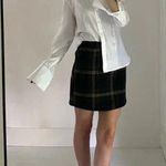 J&B Plaid Knit Mini Skirt Size 1 Navy/Green Blue Photo 0