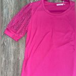 Hot Pink Top with Sheer Bubble Sleeves🎀 Size L Photo 1