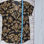 J.Crew Sheer Short Sleeve V-Neck Tie Front Accent Blouse Black & Patterned XS Photo 4