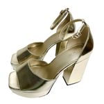 Open Edit  Platform Size 9.5 Gold Kimber Ankle Strap Sandal Photo 0