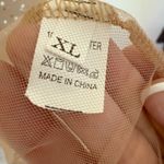 SheIn  Nude Mesh Coverup Mini Dress Pearls Rhinestones Long Sleeves Scoop Neck XL Photo 3