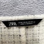 ZARA Tweed Fringe Boxy Crop Top White Black Balloon Sleeve Blouse XL Textured Photo 5