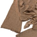 Dee Elly Metallic Shimmer Cropped Front Tie Bell Long Crochet Sleeve Rose Gold M Photo 2