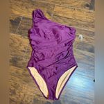 J.Crew Ruched One-Shoulder One-Piece
Swimsuit Iris Purple 14 UPF 50 Padding Photo 4