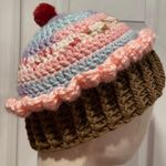 Handmade  Crochet Rainbow Strawberry Cupcake Beanie Winter Hat Cozy Comfy Warm Photo 0