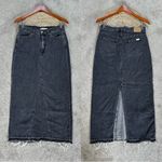 Levi Strauss Signature Women’s Maxi Denim Skirt Mid Rise Western in Gray Black 2 Photo 2