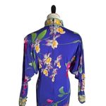 Leonard Fashion Silk Floral Mock Neck Dress Orchid Print Batwing Sleeves Women S Photo 4
