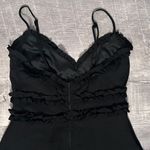 Trixxi NEW Little Black Dress A-Line Mini Small V Neck Ruffle Detail Babydoll Photo 5