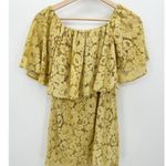 Poema Yellow Lace Floral Off Should Tunic Top Mini Dress Layered Women Small/Med Photo 1