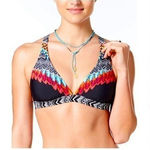 Jessica Simpson triangle feather print bikini. M-top/L-bottom. NWT Photo 0
