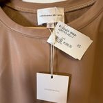 Lavender Brown New! ‘Kelly’ Tan Faux Leather Puff Sleeve Top Women’s Size XS Photo 7