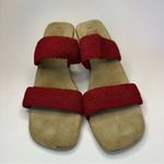 Mootsies Tootsies Red Sandals Woven Straps Cork Heel Size 9 Y2K Slip On EUC Photo 1