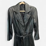 Vintage Winlit Butter Leather Belted Trench Coat Small Black Photo 5