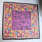 Morgan Taylor  Square Purple Floral Scarf Made in Italy 100% Photo 3
