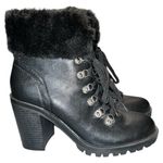 G by Guess Guess Black faux Fur-trim Lace-Up Boots. New Photo 3