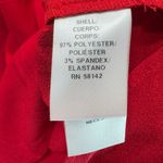 London Times Red Crepe Shift Dress Pleated Back & Shoulders V Neck Half Sleeve Photo 6