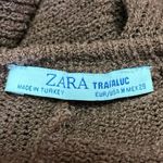 ZARA  Trafaluc Brown Knitted Crew Neck Long Sleeve Pullover Cropped Sweater Top M Photo 2