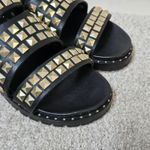 One Teaspoon Womens Vivienne Leather Black Gold Studded Sandals Sz 38 US 7 Photo 1