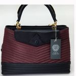 Vince Camuto  Black and Black Cherry Satchel Bag with shoulder strap Photo 6