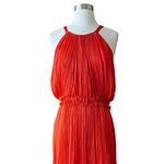 MARIA LUCIA HOHAN Maella Silk Tent Dress Red Chiffon Ruffled Plisse Halter Gown Size 10 Photo 6