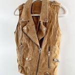 BLANK NYC Suede Leather Moto Zip Up Sleeveless Vest Camel Brown Small Photo 6