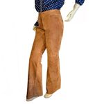 VINTAGE 1980'S TAN SUEDE FLARE LEG PANTS (S) Photo 4