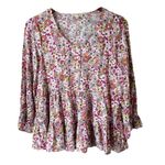 Jane and Delancey Multicolor Floral Button Front Peplum Blouse Sz S Photo 0