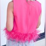 La' Rose Hot Pink Feather Hem Trim Sleeveless Top Size Large NWOT Photo 1