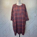 ZARA  Dress Plaid Oversized Short Sleeve T-Shirt Red‎ Check Dress Size Medium Photo 2