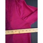 Caribbean Joe Women Blouse Red Cranberry Ruffle Detail Size Large V Neck Button Photo 5