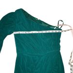 Mac Duggal Emerald Green One Shoulder puff sleeve slit Gown Maxi Formal Dress Photo 8