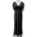 Madewell NWT Size 8 Black Satin Wide V-Neck Midi Dress NO107 Photo 1