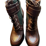 Antonio Melani Boots Womens Size 6.5M Leather Fabric Lace Up Heeled Zip Buckle Photo 0