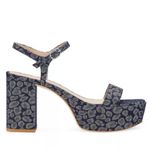 Stuart Weitzman Dancer Mid Block blue denim print Platform Sandals size 8.5 nwot Photo 3