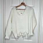 Main Strip White Distressed Sweater| Size: Small Photo 1