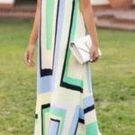 Anthropologie  Abstract Spaghetti Strap Maxi Dress Size Medium Photo 9