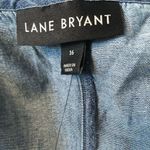 Lane Bryant Chambray denim Blouse Denim Smocked Waist Off Cold Shoulder jean shi Photo 12