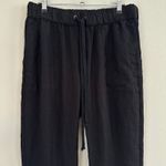 Enza Costa French Linen Pants Womens 2 Medium Black Drawstring Elastic Waist Photo 2