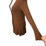 L'Agence L’AGENCE Lucas Long Cardigan Rib Knit Brown Nylon Stretch Bell Sleeves Womens S Photo 6