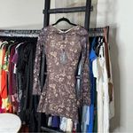 Motel Rocks  Sevila Long Sleeve Mini Dress In Botanical Dark Brown Photo 2