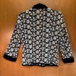 Talbots VTG Black + Ivory Floral Embroidered Sheer Mesh Cardigan w/ Velvet Trim sz 8 Photo 6